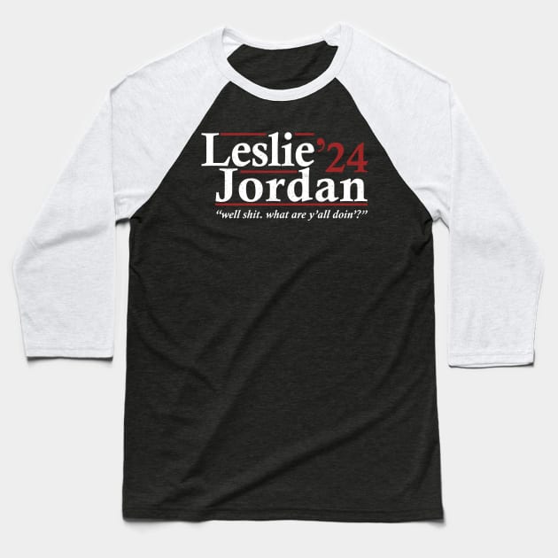 Men Women Gift Leslie Jordan 2024 Funny Election Baseball T-Shirt by BradleyLeeFashion